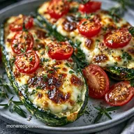 Zucchini Boats with Tomato Mozzarella