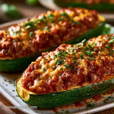 Baked Marinara Zucchini Boats for 4 Recipe Card