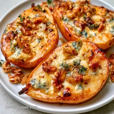 Baked Pears with Blue Cheese and Honey Recipe Card