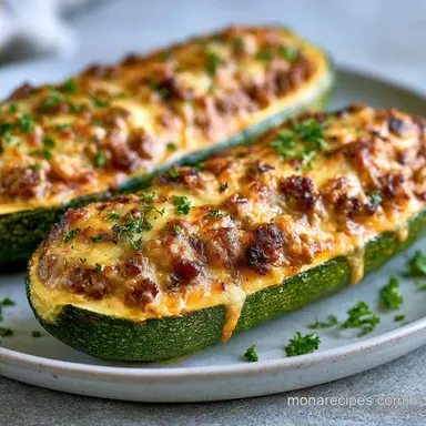 Cheesy Baked Zucchini Boats with Beef