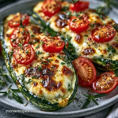 Zucchini Boats with Tomato Mozzarella