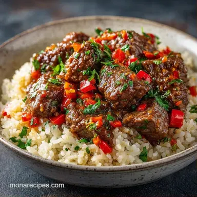 Easy Ground Beef Skillet with Rice Recipe Card