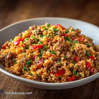 Ground Beef Rice Skillet for 6 Servings