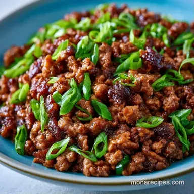 Ground Beef Scallion Stir Fry in 25 Min Recipe Card