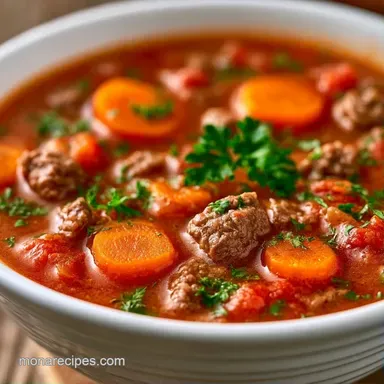 Ground Beef Veggie Soup: One-Pot Recipe Card