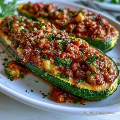 Italian Zucchini Boats with Ground Beef Recipe Card