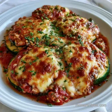 Baked Mozzarella Marinara Zucchini Recipe Card