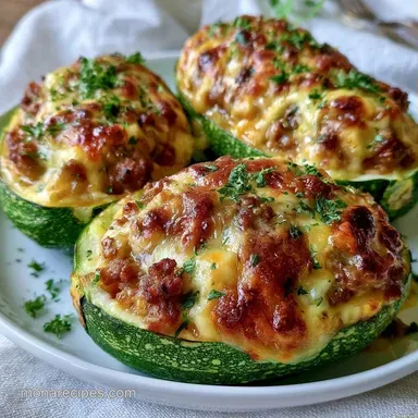 Mozzarella Zucchini Boats for 4 Servings Recipe Card