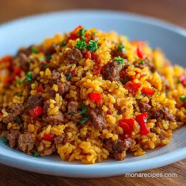 Spanish Rice Ground Beef for 6 Servings Recipe Card