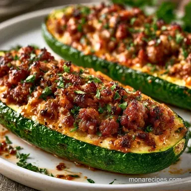 Spicy Italian Zucchini Boats: 4 Servings Recipe Card