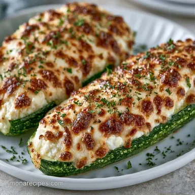Stuffed Zucchini Boats for 4 Servings Recipe Card