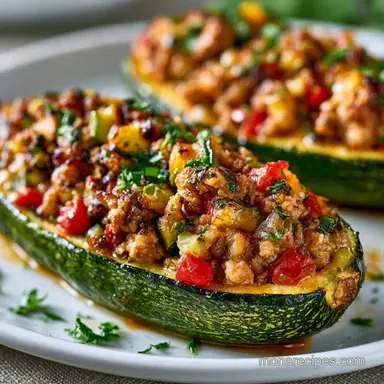 Turkey Stuffed Zucchini in 35 Minutes Recipe Card