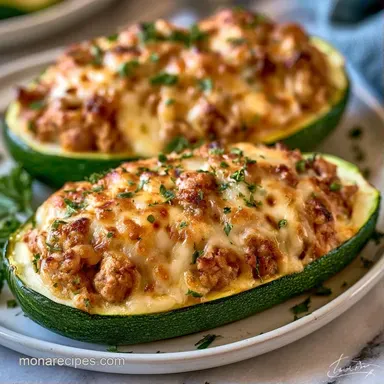 Turkey Taco Zucchini Boats for 4 Servings Recipe Card