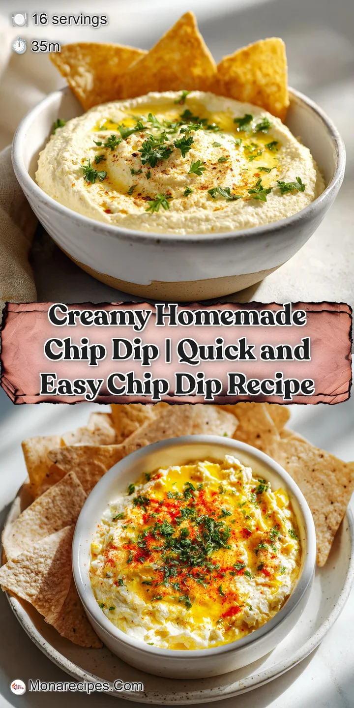 A close-up of a rich, thick dip with visible herb flecks, glistening invitingly next to a crisp chip.