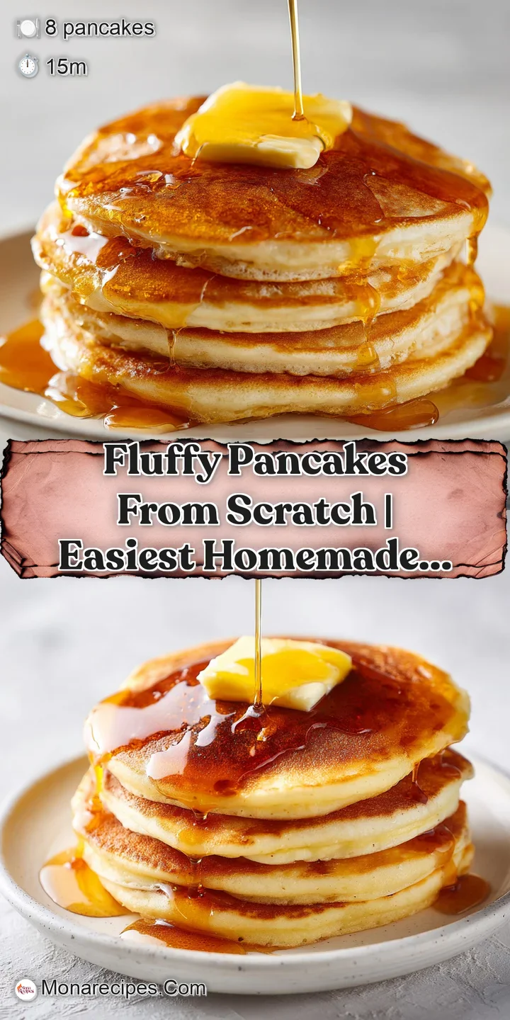 Close-up of glistening maple syrup cascading down the sides of soft, golden-brown pancake layers with butter.