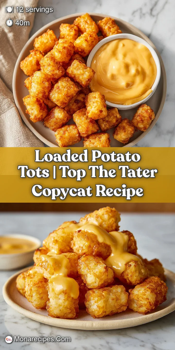 Close-up of golden, crispy potato bites topped with molten cheese, savory bacon, and a dollop of smooth sour cream.