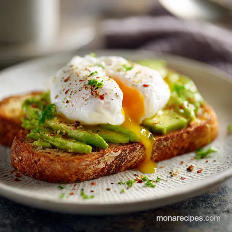 Avocado Toast With Poached Egg: Mahogany Crisp