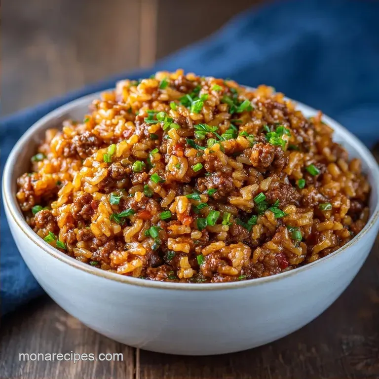 Beef and Rice Casserole: Golden Cheese Crust