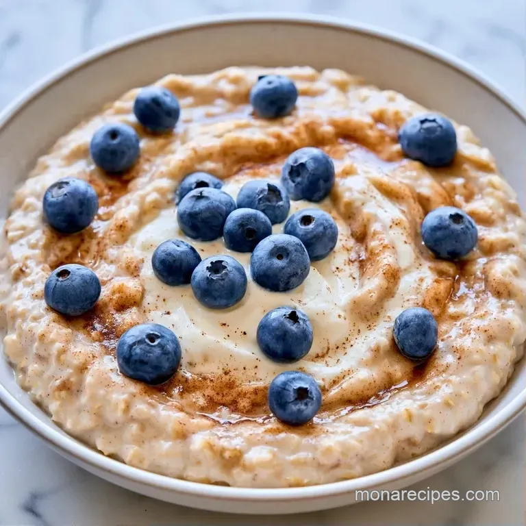 A white ceramic bowl of creamy oats topped with neat rows of raspberries and sliced almonds on a soft linen napkin.