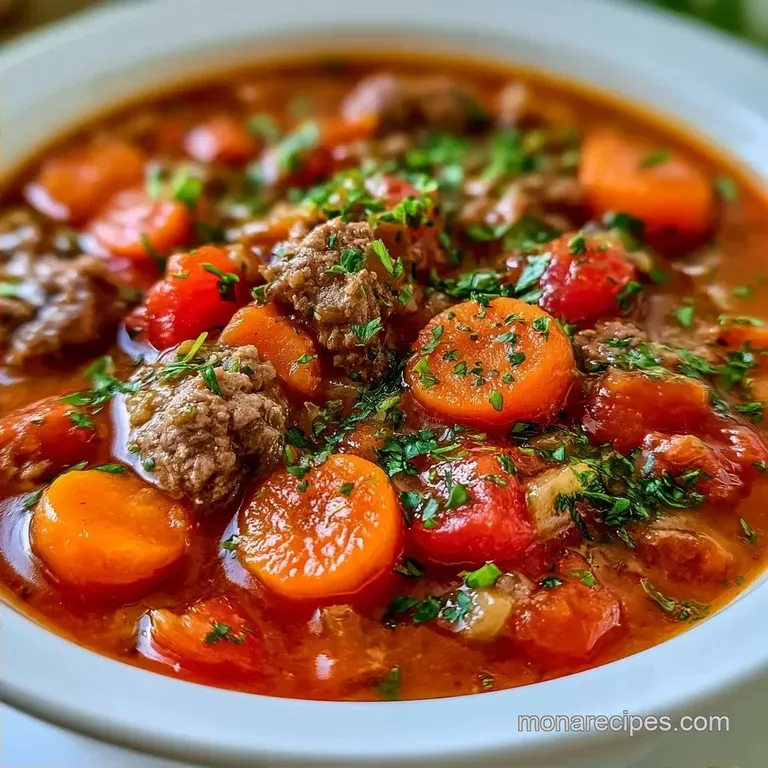 Hearty One-Pot Ground Beef Veggie Soup