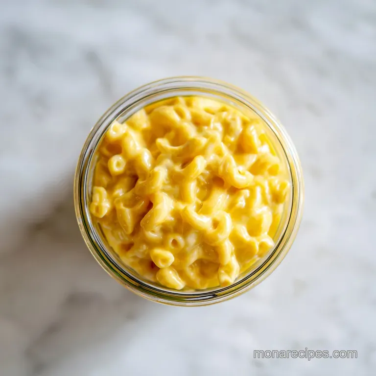 An artfully plated portion of rich, golden macaroni and cheese, showcasing its luscious, gooey texture.