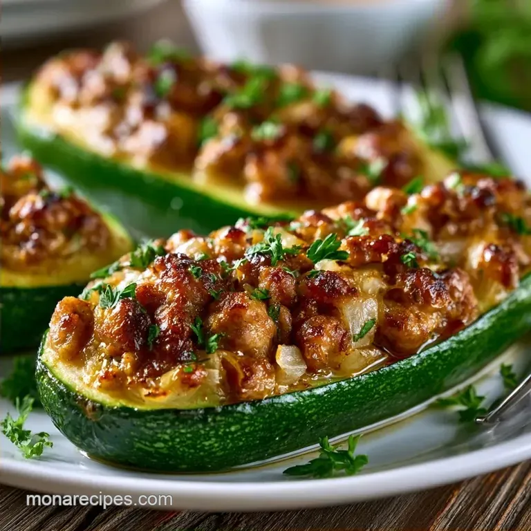Italian Herb Zucchini Boats with Sausage