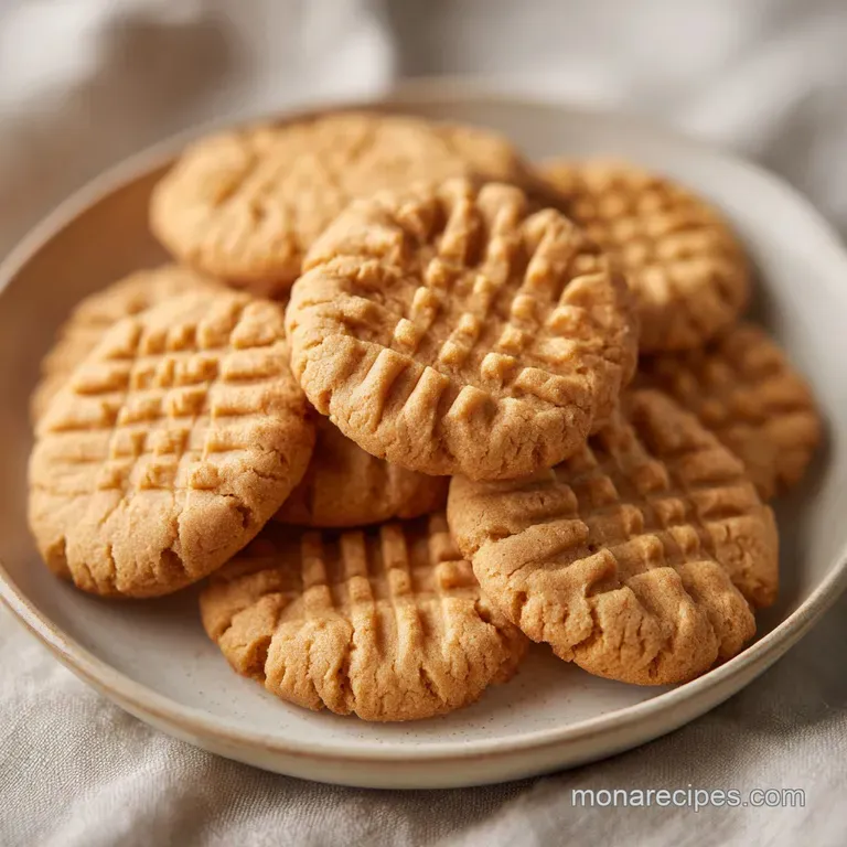 A small stack of golden, crumbly cookies on a white ceramic plate, paired with a glass of cold, creamy milk.