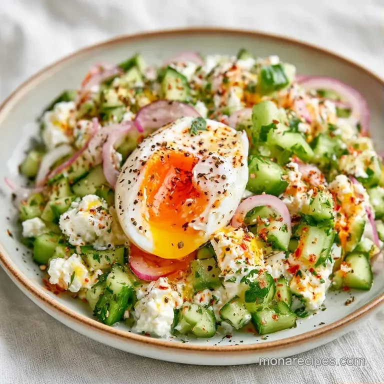 A white ceramic bowl filled with creamy white curds and vibrant garden vegetables on a minimalist light linen cloth.