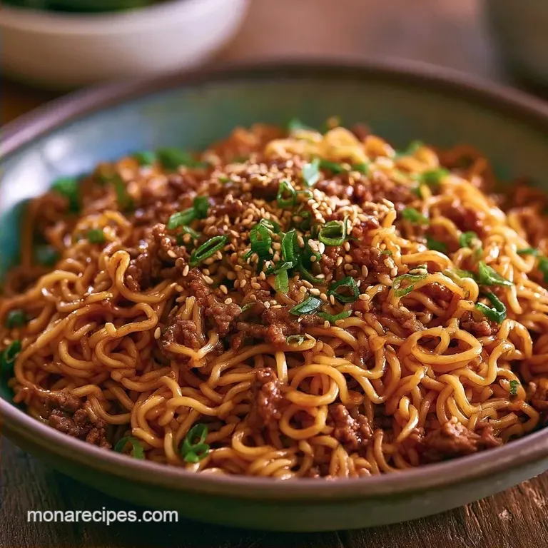 Sesame Ground Beef Noodles: Savory and Sticky
