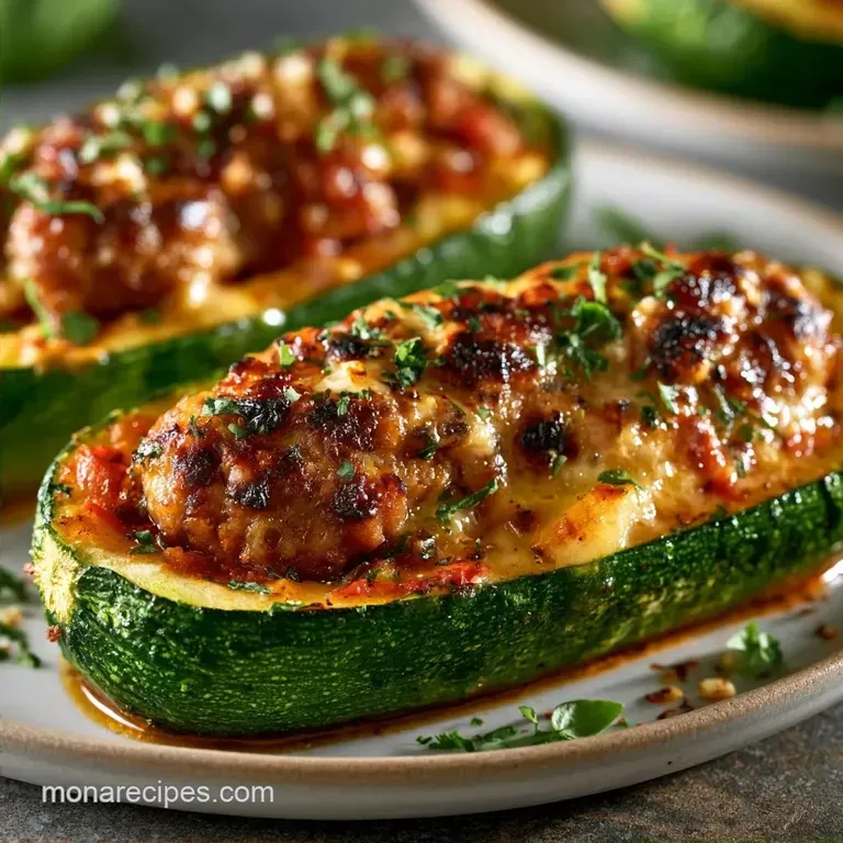 Spicy Italian Zucchini Boats with Sausage