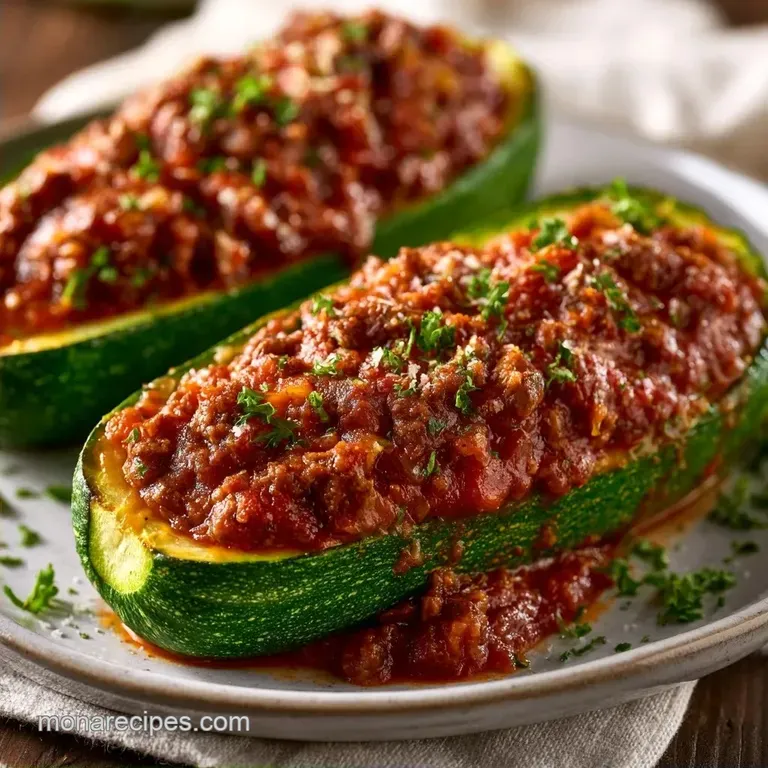 Baked Marinara Stuffed Zucchini Boats