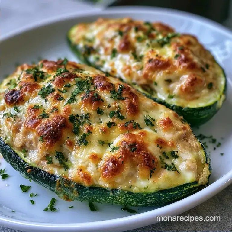 Cheesy Tuna Melt Zucchini Boats: Baked to Golden